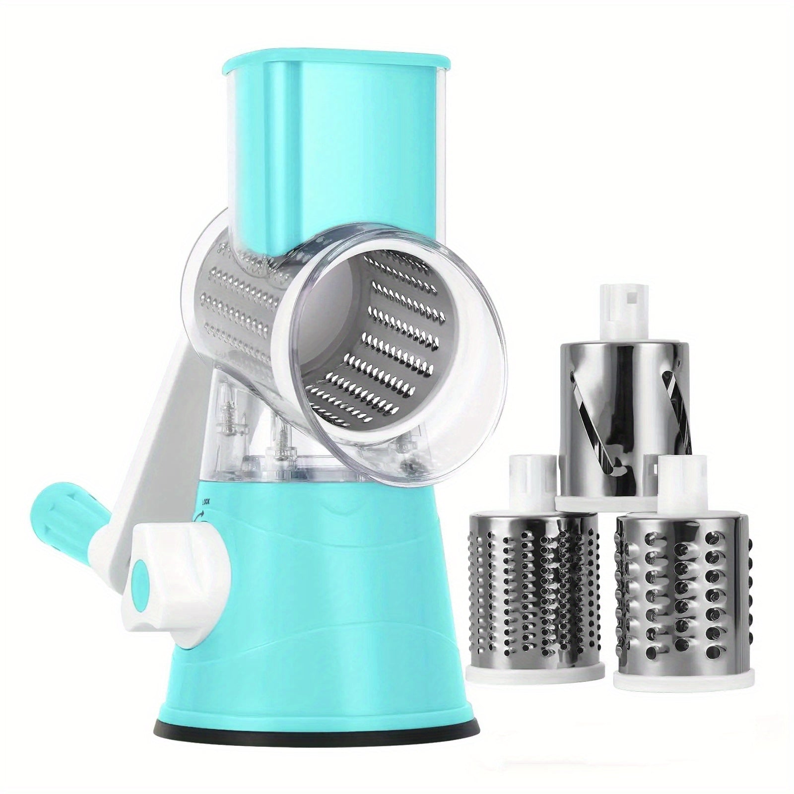 Professional Tabletop Rotary Cheese Grater - 3 Interchangeable Blades