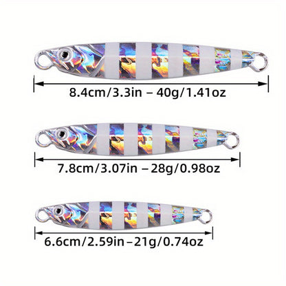 10pcs Premium Metal Casting Jig Lure - Realistic Slow-Shaking Action, Perfect For Saltwater Fishing - Available In 21g, 28g, And 40g Sizes