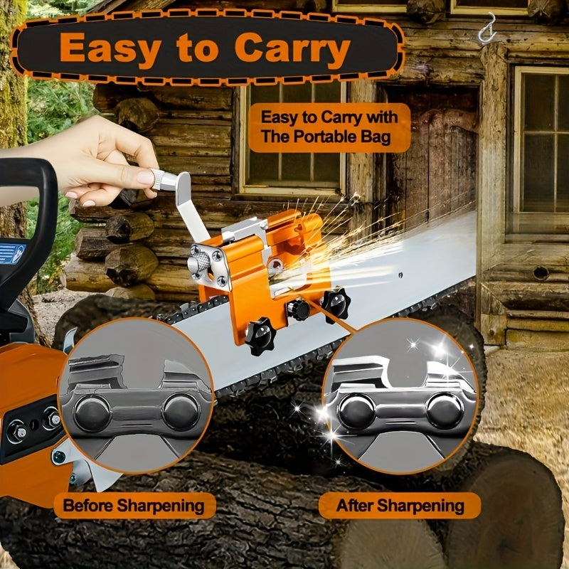 1pc Portable Hand Cranked Chain Saw Sharpener - Fast Sharpening Tool Kit