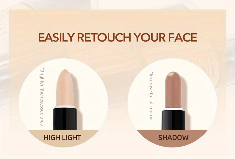 IMAN OF MAGIC Dual-Ended Concealer & Contour Stick - Waterproof, Natural Finish for All Skin Tones | Highlights & Conceals Blemishes, Dark Circles, Shadows Nose & Cheeks | Versatile Makeup Stick with Pink & Brown Shades - The Superior Findings Depot