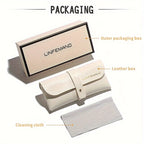 LINFEMAND Women'S Fashion Glasses - Large Rectangular Frame with Gradient Tinted Lenses, Golden Accents & Elegant White Case - Stylish Party Wear, Festival Gift, Festival Eyewear, Sophisticated Eyewear, Durable Eyewear - The Superior Findings Depot