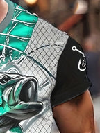 Men'S 3D Printed Fish T-Shirt | Suitable for Summer Outdoor Activities, Fishing, and Cycling | Crew Neck, Regular Fit, Slight Stretch Fabric