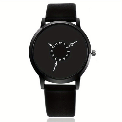 Round Dial Simple Quartz Watch for Lovers - Stainless Steel Case, PU Leather Strap, Pointer Display, Electronic Movement, Non-Waterproof, Ideal Gift Choice