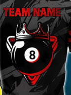 3D Billiard Shirt - 8 Ball Crown Design with Custom Name & Team