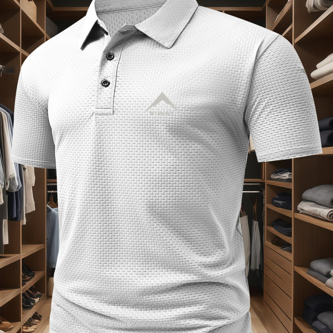 Men's Casual Golf Business Polo Shirt - Large Size Geometric Pattern