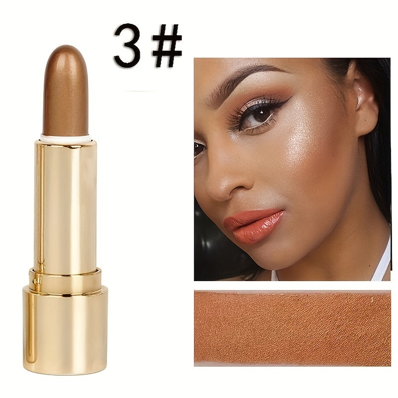 3D Highlighting & Contouring Stick, Side Shadow Face Concealer Stick, Eye Brightening Swivel Stick, Small Golden Tube Pearly Glitter Concealer Stick, Makeup For All Skin Tones For Music Festival - The Superior Findings Depot