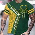 Men's 3D Rhino & African Tribal Print T-Shirt - South Africa Design