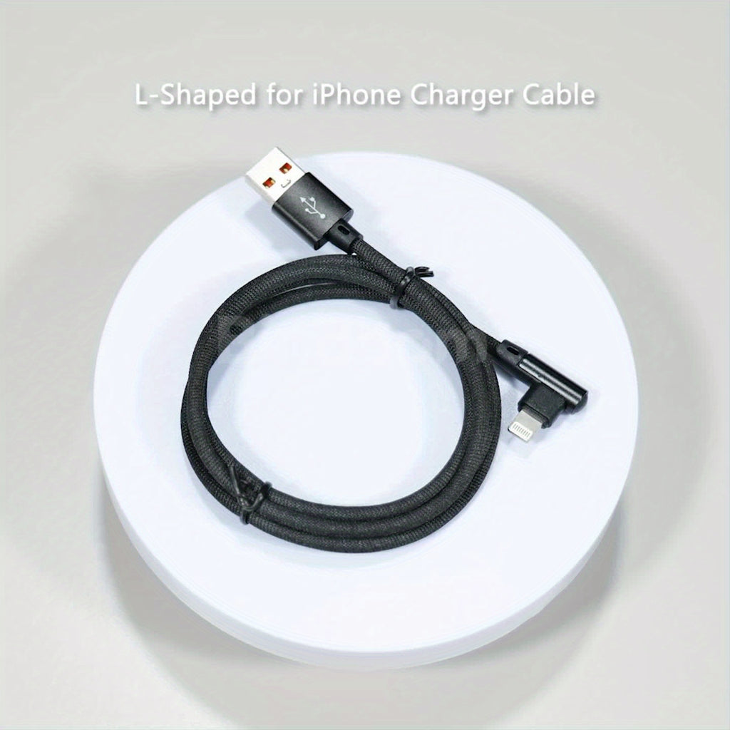 L-Shaped USB Cable for Fast Charging for Iphone Models 14, 13, 12, 11, X, 8, 7, 7 Plus, 6, 6S, And 5, As Well As for Ipad. - The Superior Findings Depot