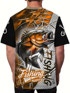Men'S 3D Printed Fish T-Shirt | Suitable for Summer Outdoor Activities, Fishing, and Cycling | Crew Neck, Regular Fit, Slight Stretch Fabric