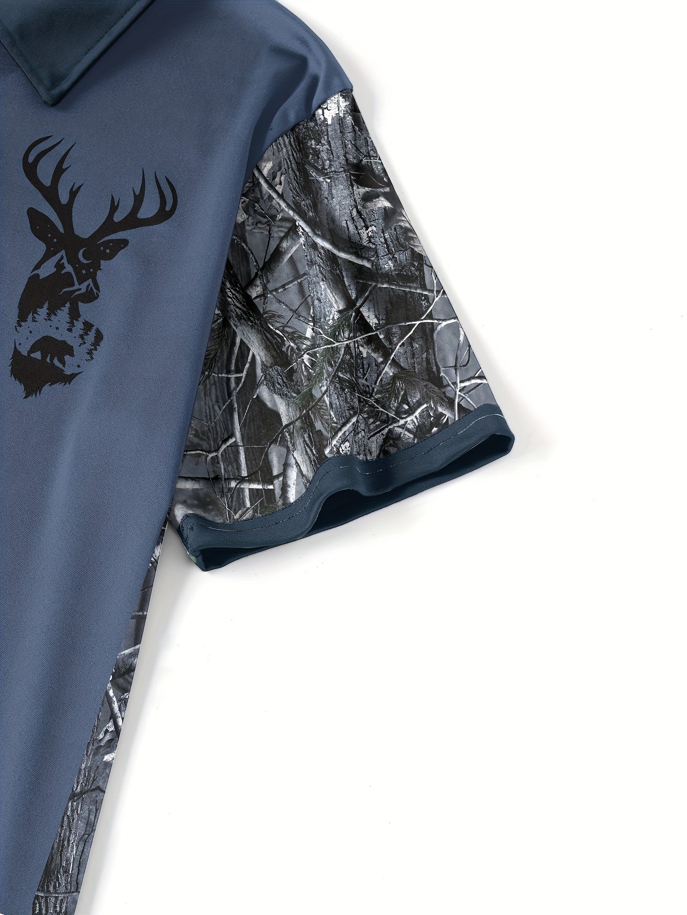 Men's Camouflage Sleeve Shirt - Khaki Base with Elk Print