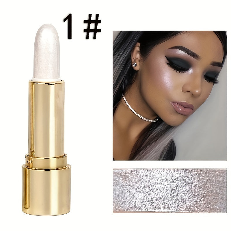 3D Highlighting & Contouring Stick, Side Shadow Face Concealer Stick, Eye Brightening Swivel Stick, Small Golden Tube Pearly Glitter Concealer Stick, Makeup For All Skin Tones For Music Festival - The Superior Findings Depot