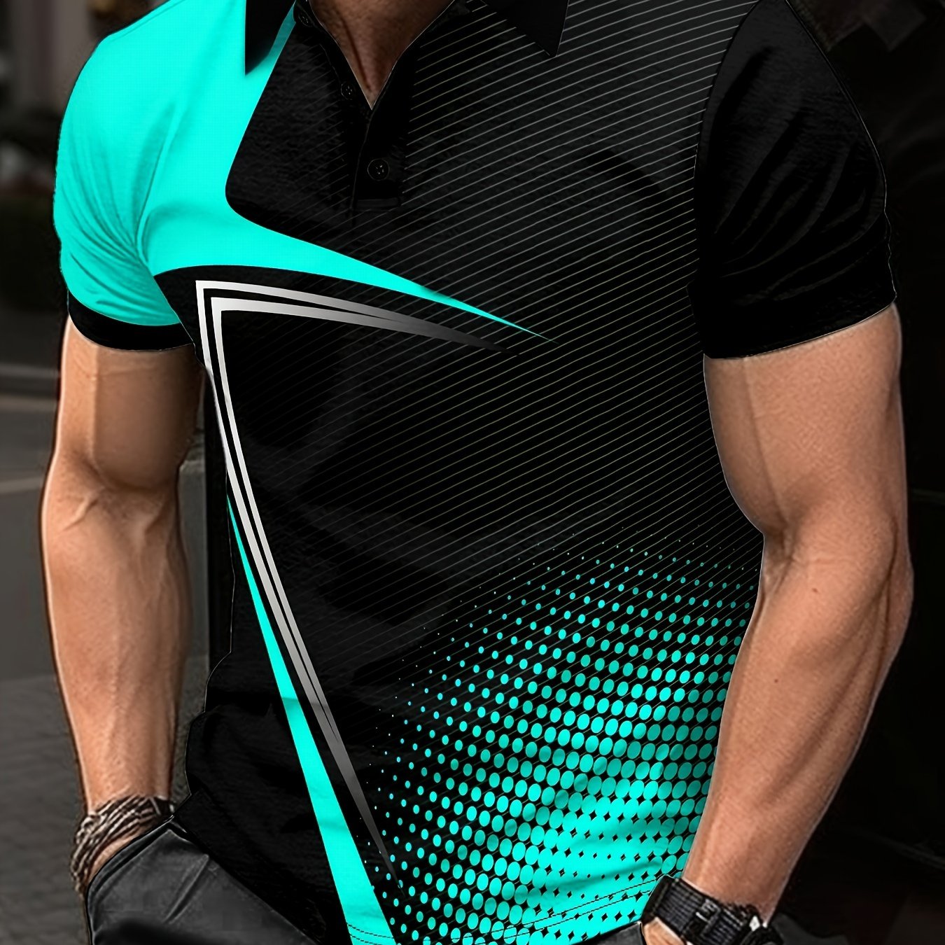 Men's Color Blocked Short Sleeve Golf Shirts - Casual Regular Fit
