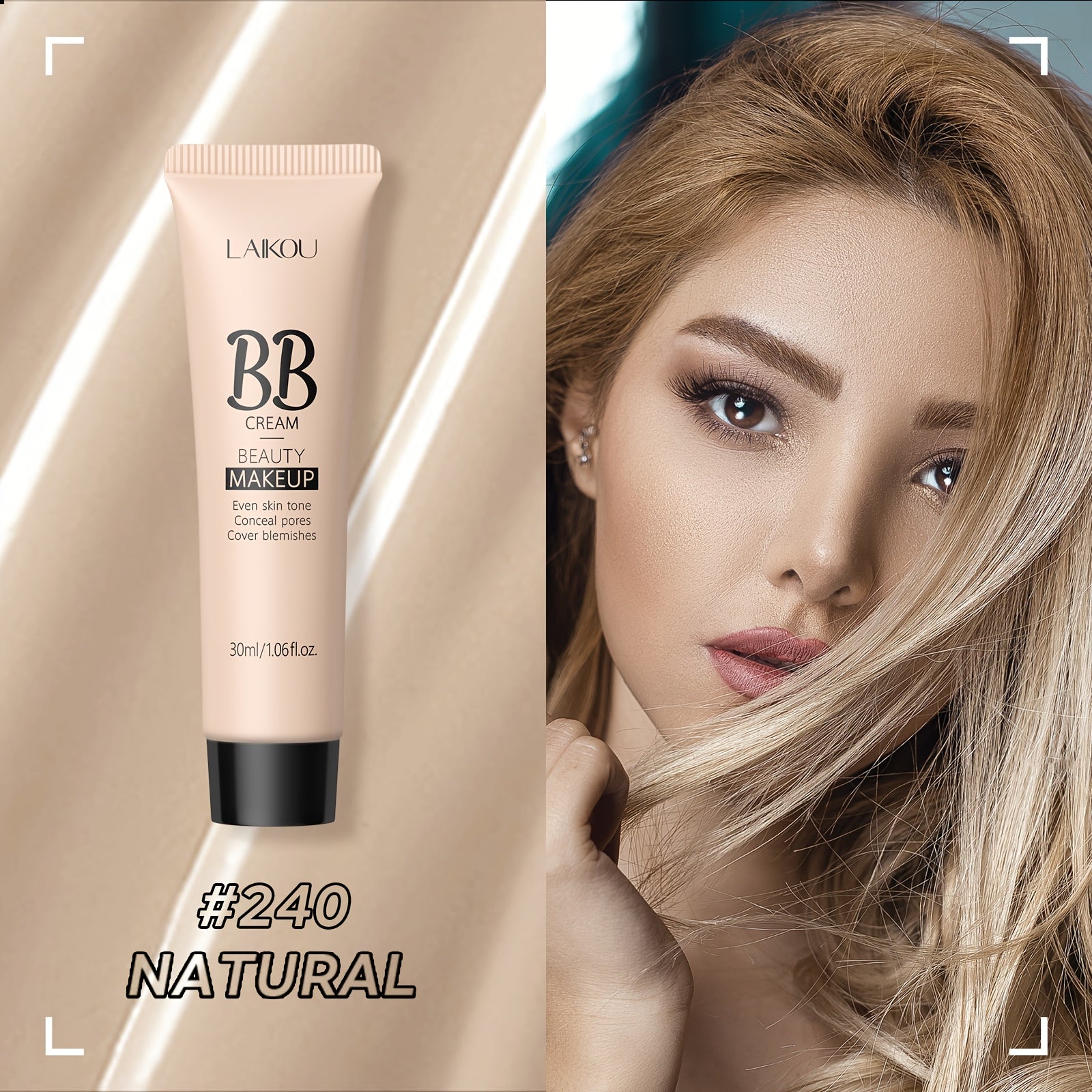 LAIKOU Waterproof BB Cream - Full Coverage Concealer with Deep Moisturizing & Oil Control, Cover Pores, Natural Finish, Long-Lasting Coverage, All-Day Wear, Suitable For All Light Types, Makeup Essentials, Sleek Tube Design - The Superior Findings Depot
