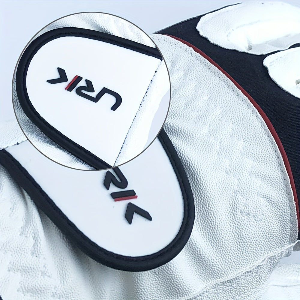 URK Men'S Breathable Mesh Anti-Slip Golf Glove - Left Hand, Comfortable Grip, White with Black Stitching, Perfect for the Course Experience, Golf Accessorie