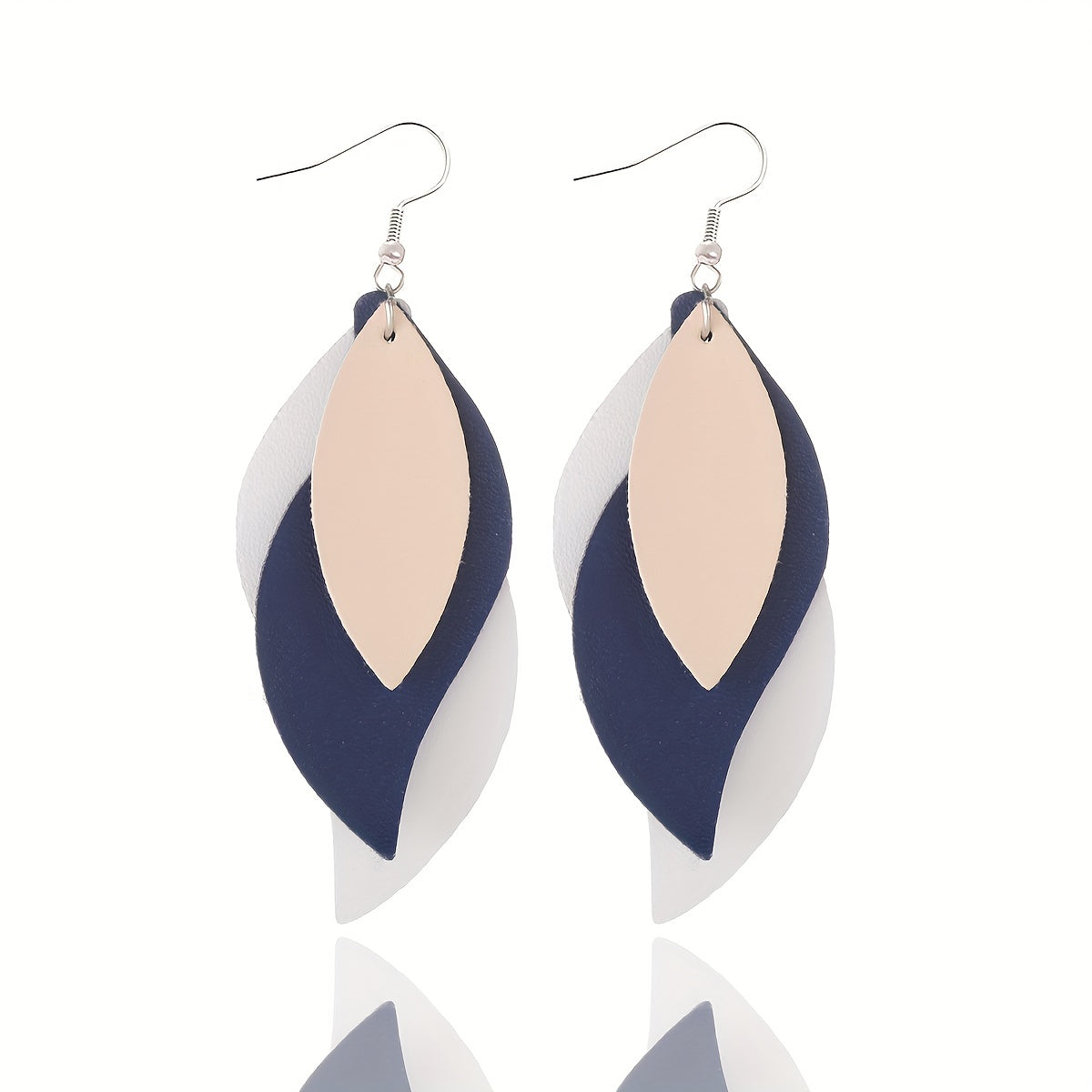 [3-layer Retro Dangle Earrings Gift] 3-layer Leaf Design Retro Dangle Earrings PU Leather Exquisite Gift For Women Daily Casual