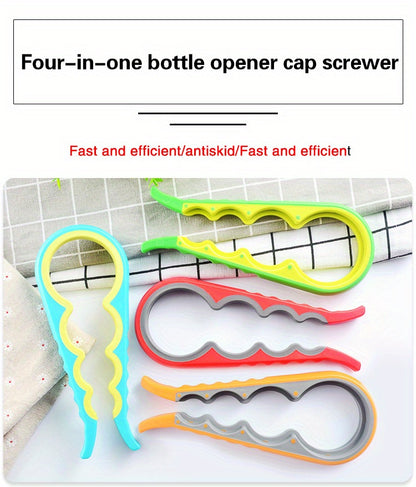 1pc Multifunctional Lid Opening Tool Four-in-one Twisting Lid Opening Canning Device Labor-saving Lid Opener Kitchen Life Supplies Bottle Opener Can Opener