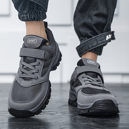 Men's Breathable Casual Shoes - Comfy, Soft Sole Sneakers with Hook and Loop Fastener for Outdoor Jogging