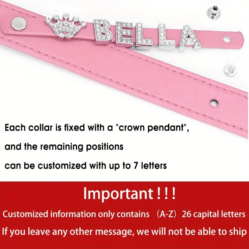 Personalized Dog Collar - Custom Name/Text, Faux Leather Pet ID Tag with Rhinestone Heart Star, Adjustable Metal Buckle, for Small, Medium, Large Dogs - Birthday, Anniversary, Housewarming Gift for Puppy or Adult Dogs - Avail - The Superior Findings Depot