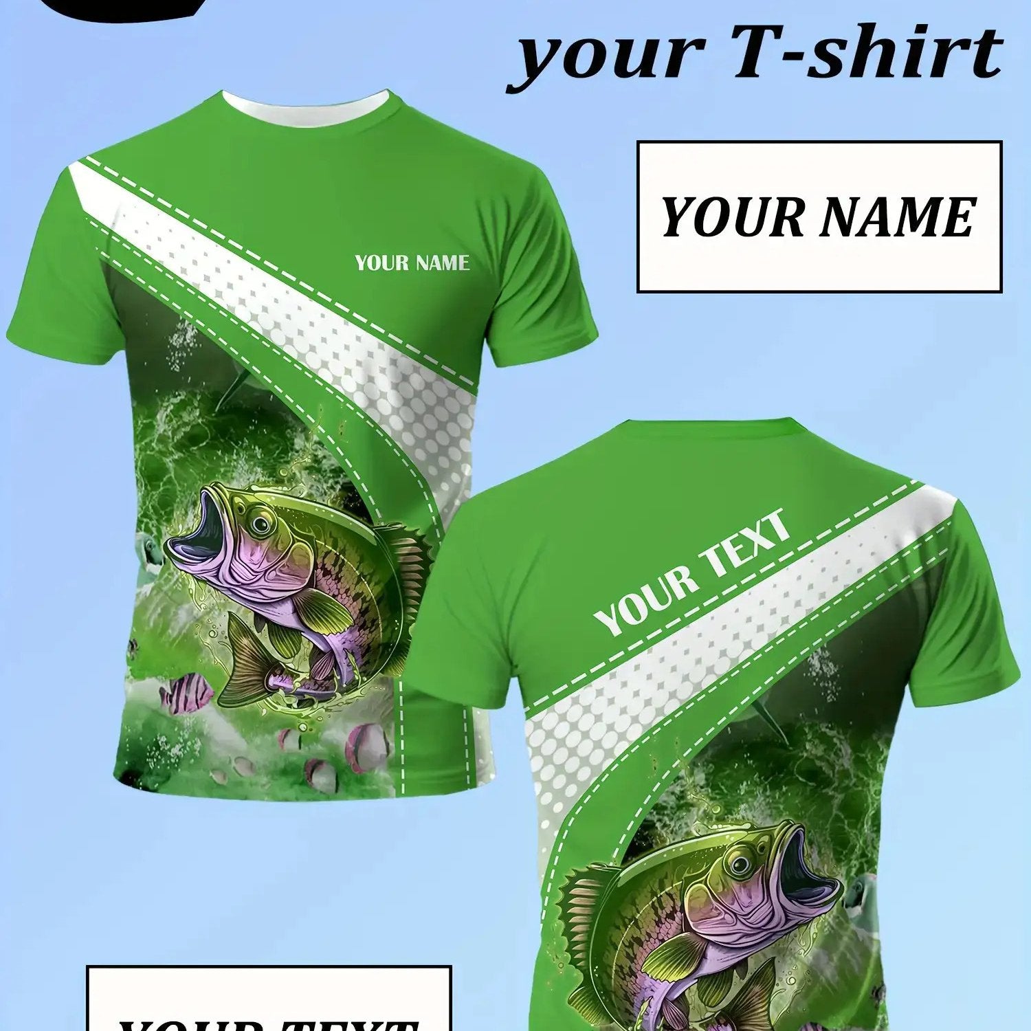 Custom Men's Fishing-Themed Short Sleeve T-Shirt - Personalized Name