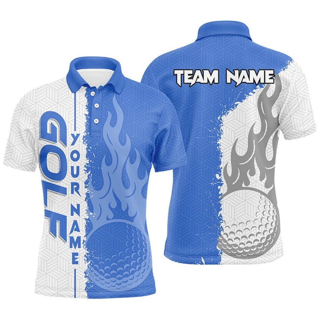Custom Men's Golf Shirt with Flame Print - Durable & Stylish