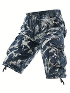 Men's Pure Tie-Dye Washed Outdoor Multi-Pocket Cargo Shorts