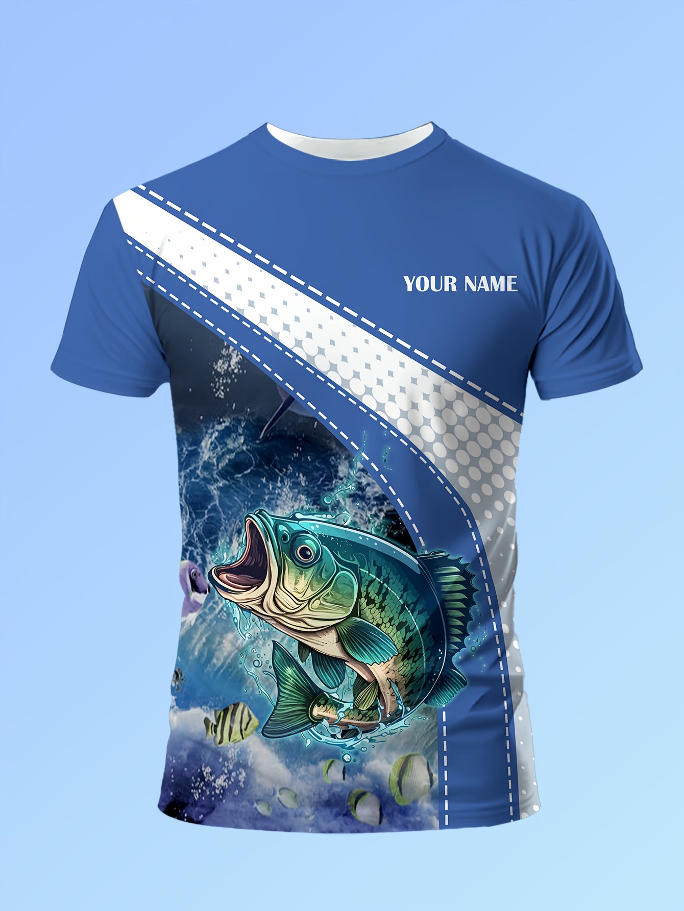 Custom Men's Fishing-Themed Short Sleeve T-Shirt - Personalized Name