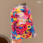 100 Pcs/Bag Children Cute Cartoon Elastic Hair Bands, Girls Lovely Srunchies Rubber Bands, Kid Hair Accessories, Ideal choice for Gifts - The Superior Findings Depot