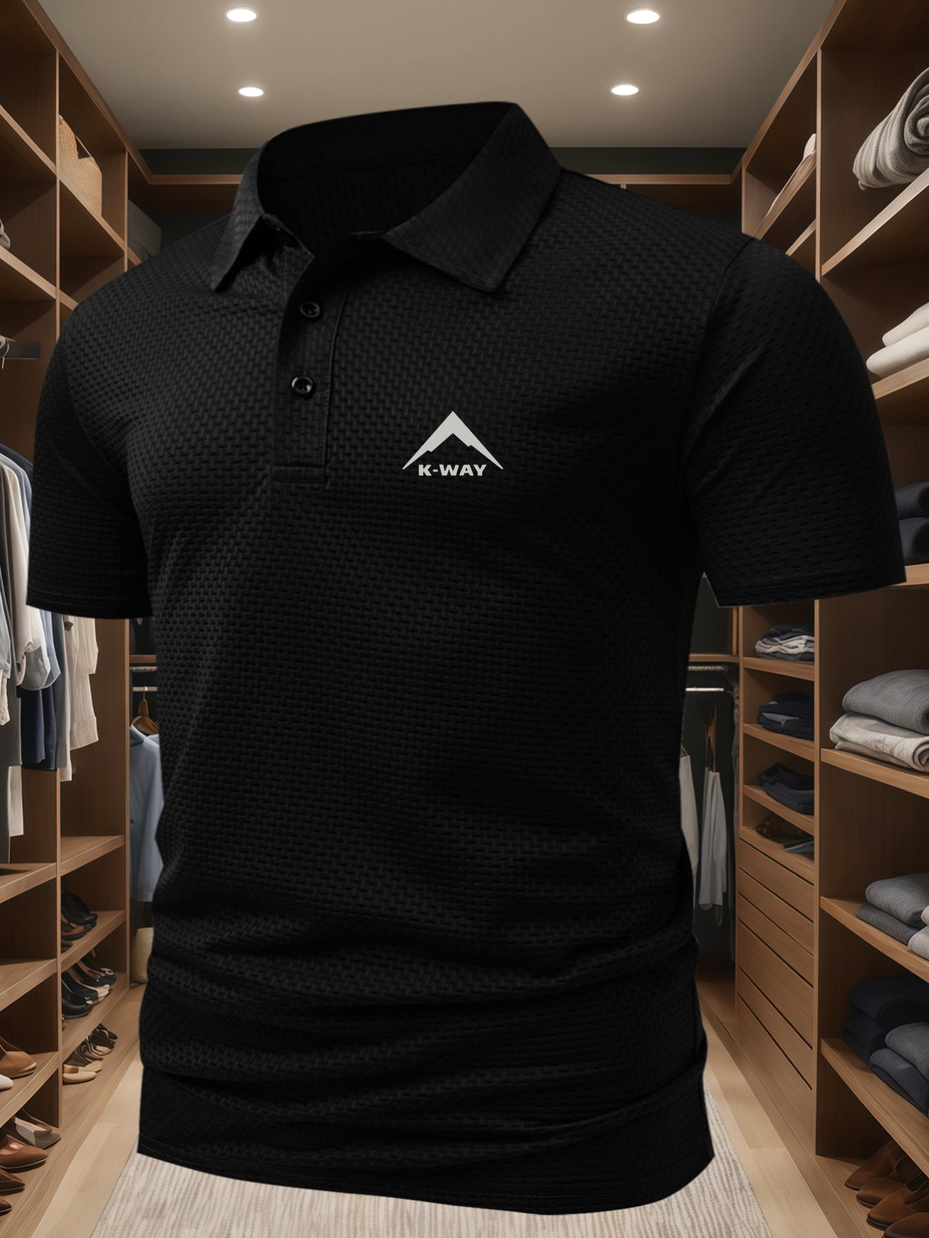 Men's Casual Golf Business Polo Shirt - Large Size Geometric Pattern