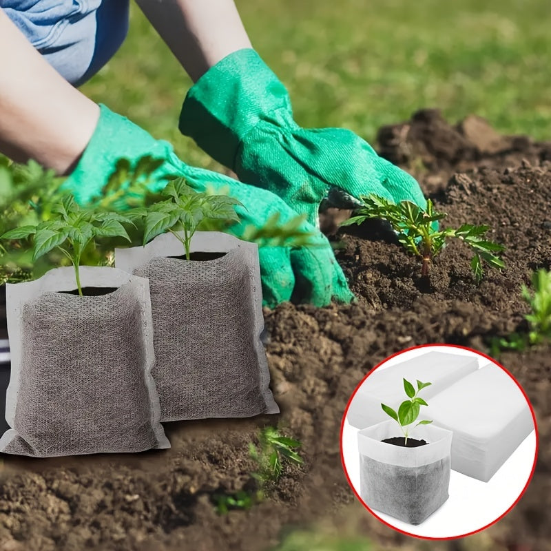 100pcs Biodegradable Seed Nursery Bags, Non-Woven Plants Grow Bags, Fabric Seedling Pots Plants Pouch, Home Garden Supply, Seedling Plant Nursery Bags For Soil Transplant Pouches Agricultural Production Supply 8.0x10.01cm - The Superior Findings Depot