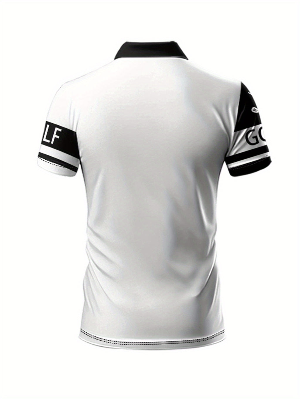 Men's Summer Casual Golf Shirt - Breathable Short Sleeve with Golf Club & Ball Graphic Print, Contrast Stripe Collar, Regular Fit for Outdoor Sports & Casual Wear, Golf Shirt, Smooth Texture Fabric