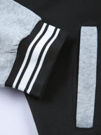 Warm Letter Print Star Pattern Embroidery Varsity Jacket, Men's Casual Color Block Button Up Jacket For Spring Fall School Baseball - The Superior Findings Depot