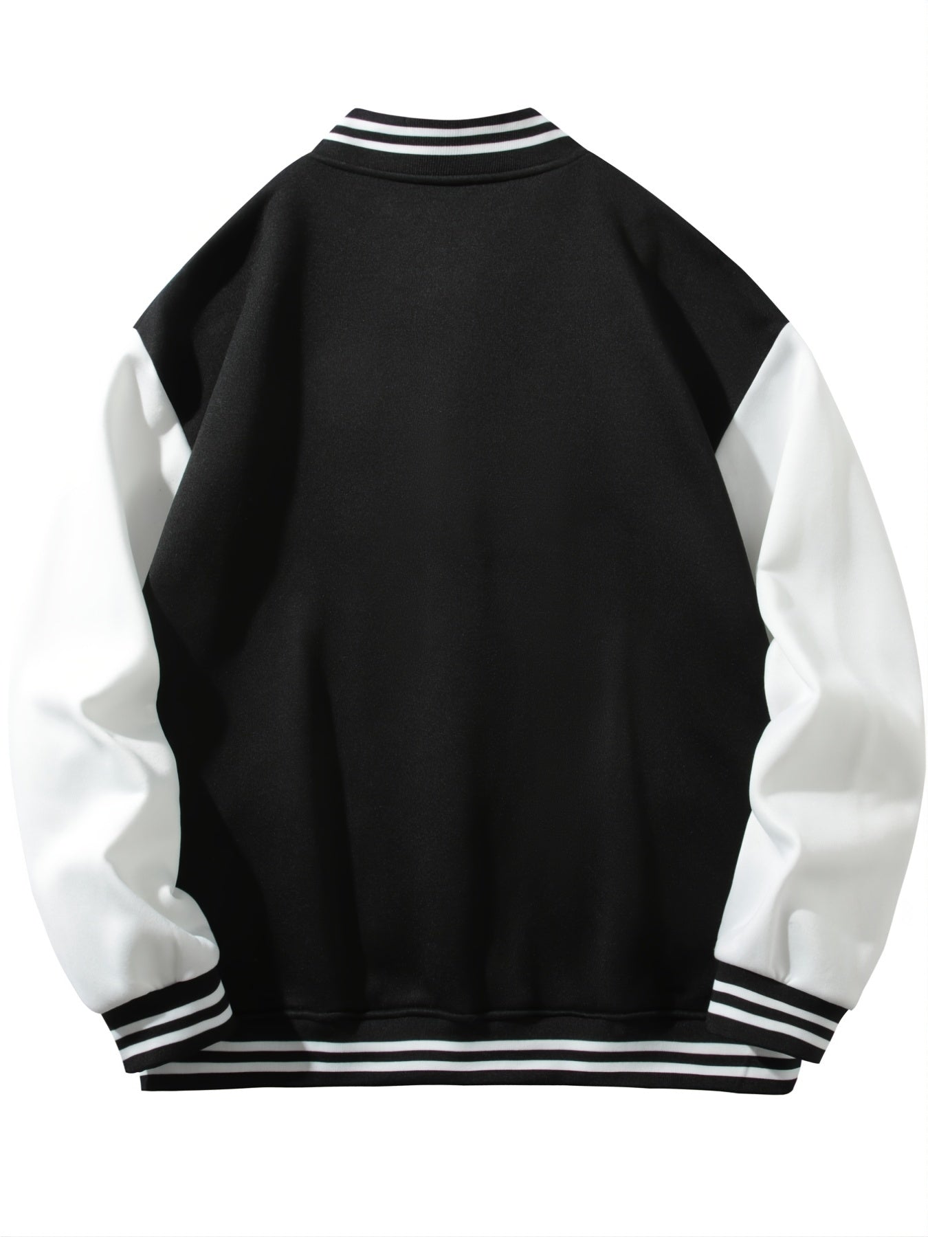 Warm Letter Print Star Pattern Embroidery Varsity Jacket, Men's Casual Color Block Button Up Jacket For Spring Fall School Baseball - The Superior Findings Depot