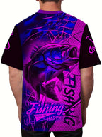 Men'S 3D Printed Fish T-Shirt | Suitable for Summer Outdoor Activities, Fishing, and Cycling | Crew Neck, Regular Fit, Slight Stretch Fabric