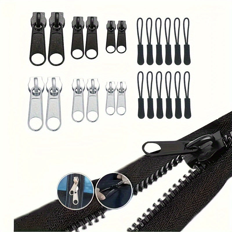 12pcs Instant Zipper Repair Kit - Multiple Sizes Universal Design