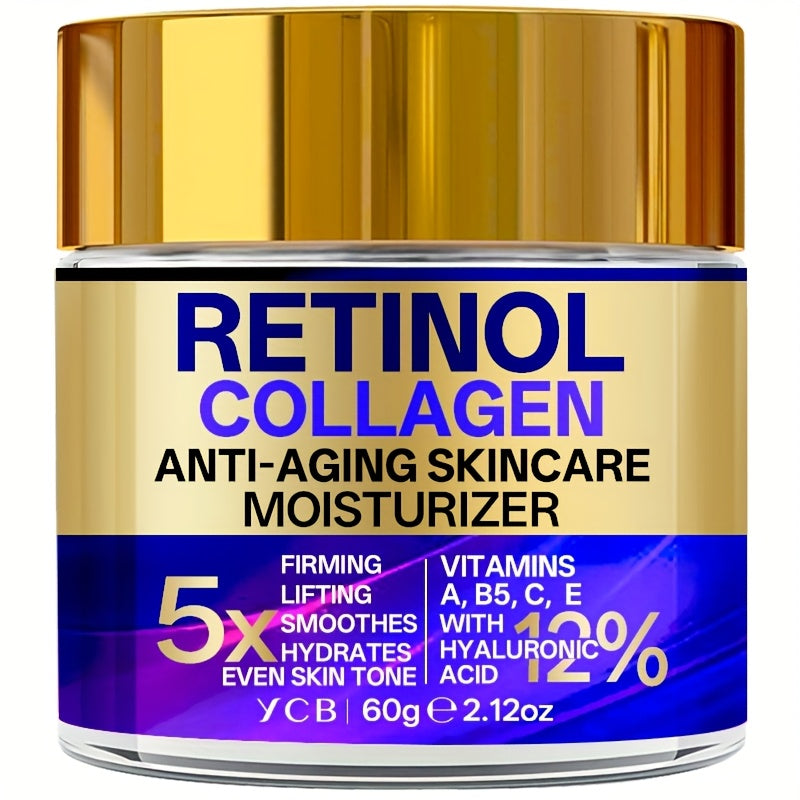 YCB Retinol Collagen Moisturizing Cream 60g/2.12oz - Face Cream with Hyaluronic Acid, Vitamin E, Shea Butter & Caffeine - Firms, Lifts Sagging Light Beige, Improves Elasticity, Even Light Beige, All Light Beige Types, Advance - The Superior Findings Depot
