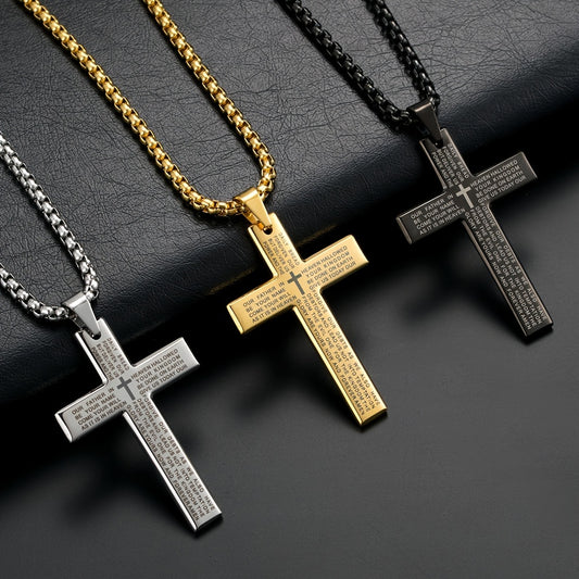 1pc Trendy Cross Pendant Necklace - Men's Fashion Necklaces for Father's Day Gift, Stylish Accessories for Him, Ideal Present for Dad, Husband, Boyfriend
