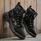 Men's Boots - Fashionable Camouflage Mid-High Top Thick Sole