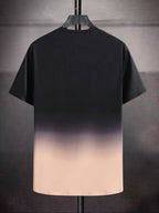 Men's Casual Ombre T-Shirt with White Cursive 'Whatever' Back Print - Dark Navy to Pink Gradient Short Sleeve Round Neck Tee, All-Season Fit, Machine Washable Streetwear & Casual Attire Top - The Superior Findings Depot