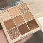 9-color Eyeshadow Palette Low Saturated Matte Pearly Glitter Velvet Texture Brown Color Taro Milk Tea Nude Pink Purple Eyeshadow Waterproof And Long-lasting Makeup - The Superior Findings Depot