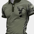 Men's Camouflage Sleeve Shirt - Khaki Base with Elk Print
