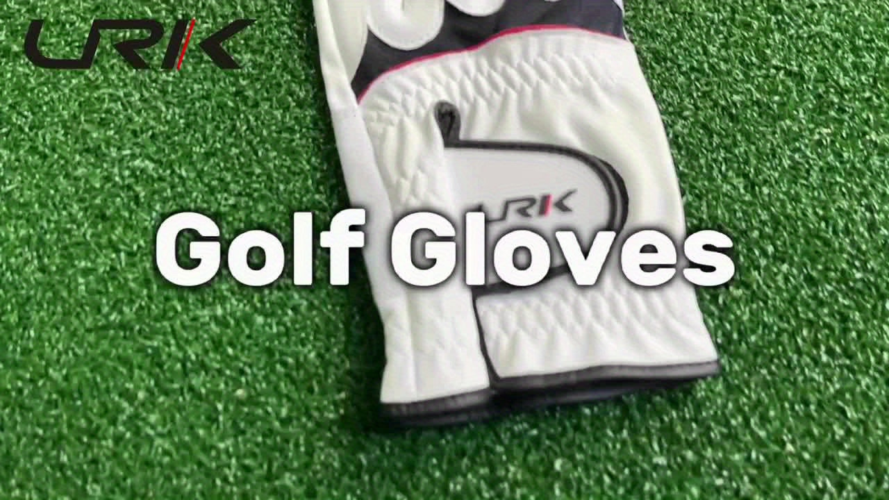 URK Men'S Breathable Mesh Anti-Slip Golf Glove - Left Hand, Comfortable Grip, White with Black Stitching, Perfect for the Course Experience, Golf Accessorie