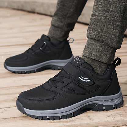 Men's Breathable Casual Shoes - Comfy, Soft Sole Sneakers with Hook and Loop Fastener for Outdoor Jogging