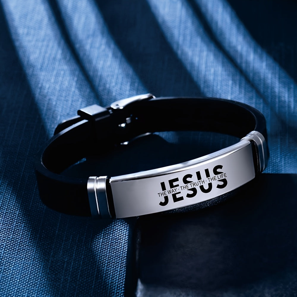 's 304 Stainless Steel Jesus Christ Bracelet - -Coated John 14:6 Verse (The Way, The Truth, The Life) - Religious Gift for Christian Faith, Easter, Christmas, Ramadan - Durable Christian Cross Pendant for Daily Wear - The Superior Findings Depot