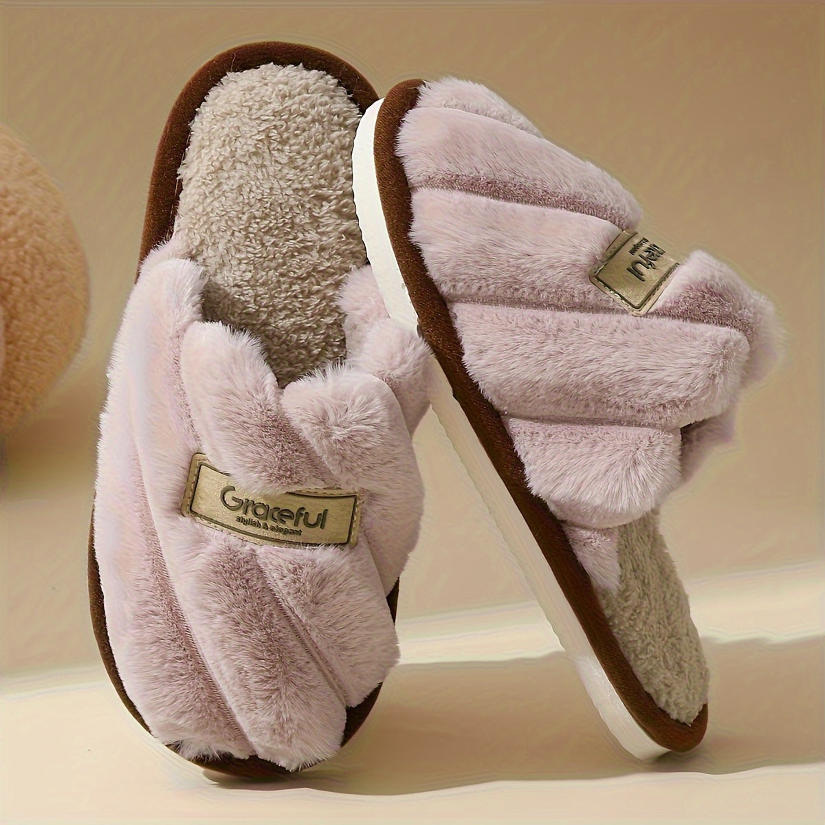 Women'S & Men'S Winter Warm Plush Slippers - Soft Fleece Lined Indoor House Shoes with EVA Sole, Cozy Casual Design for Home Comfort, Black, Pink, White, Beige, Slipper, Indoor Footwear, Plush Interior, Durable Footwear, Wome - The Superior Findings Depot