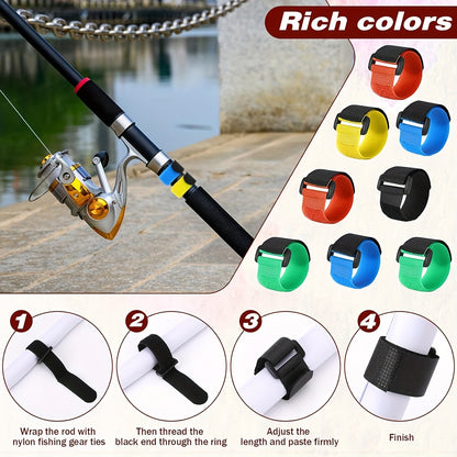 10/20pcs Fishing Rod Tie Strap - Fishing Pole Fixing Wrap Band, Rod Holder, Outdoor Fishing Tools