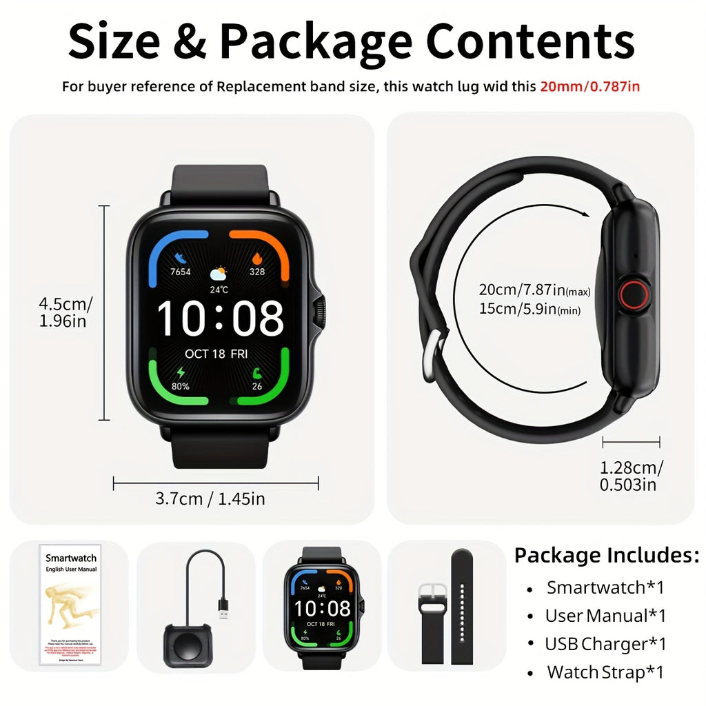 Smart Watch, 1.83" Full Touch Screen, Activity Tracker with Call & Message Functions, Pedometer, Multiple Sports Modes, Compatible with IOS/Android Devices, Simple Style, Ideal Gift for Any Occasion - The Superior Findings Depot