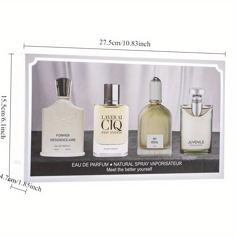 Woody Musk Men's Cologne Set 4pcs Long-Lasting Perfume Gift Pack Intense Fragrance for Confident Modern Masculine Appeal - The Superior Findings Depot