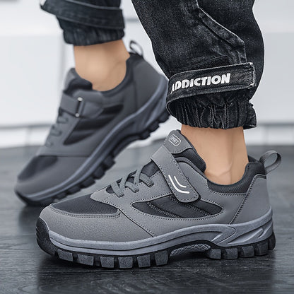 Men's Breathable Casual Shoes - Comfy, Soft Sole Sneakers with Hook and Loop Fastener for Outdoor Jogging