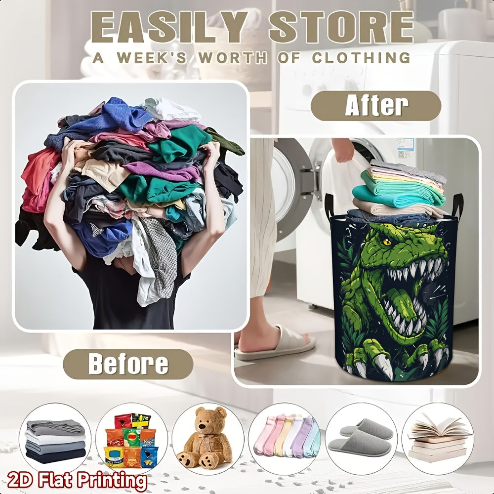 Ibhasikidi Lokuwasha Eliphrintiwe Le-Dinosaur Eliyi-1pc - Isikhala Esikhulu Esigoqekayo Esinezibambo