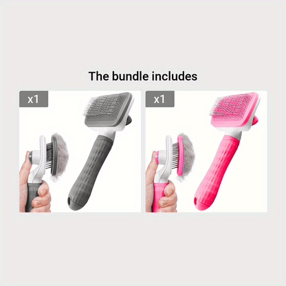 Heavy-Duty Pet Grooming Comb & Deshedding Brush – One-Click Hair Release, Dual Grip Tool for Dogs & Cats – Removes Loose Fur, Reduces Shedding, Prevents Matting, Promotes Healthy Coat – Perfect for Long-Haired Breeds